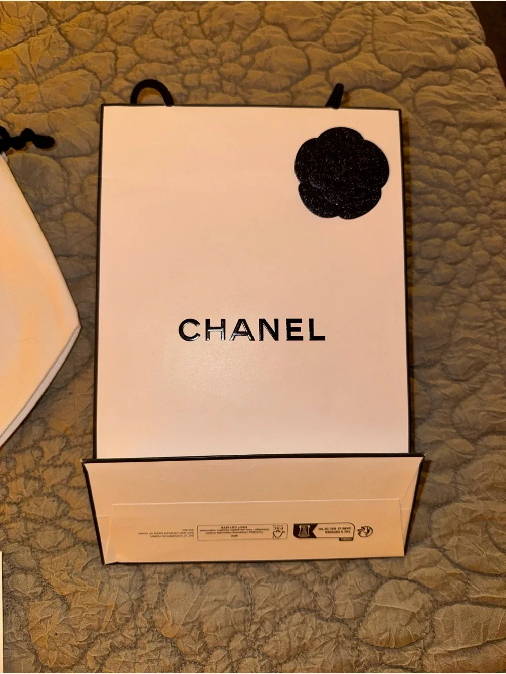 CHANEL White Shopping Bag, Dust Bag and Envelope
